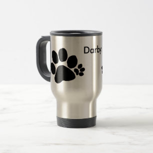 Caneca Térmica Mug - Pawprints de Polydactyl e Nome (v2)