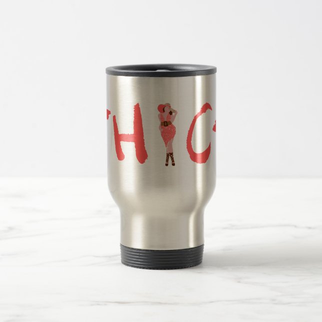 Caneca Térmica Mulher espessa em um vestido de Bolinhas (Centro)