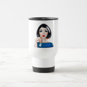 Caneca Térmica Mulher Estilizada Com Lábios Vermelhos