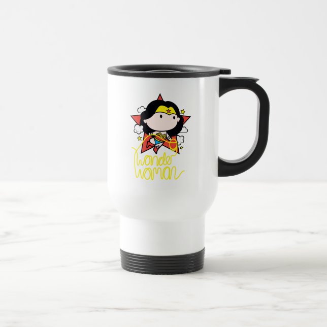 Caneca Térmica Mulher Maravilha Chibi Voando com Laço (Direita)