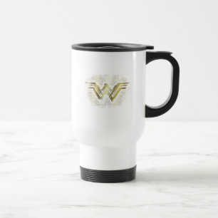 Caneca Térmica Mulher maravilhosa: Símbolo Dourado escovado