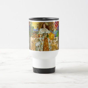 Caneca Térmica Mulher Vintage Sol Dourado: Arte em Colagem do Zod