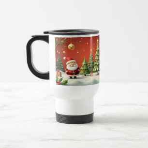 Caneca Térmica Mundo Mágico de Natal com Papai Noel e Árvores