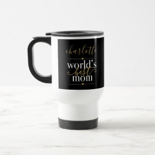 Caneca Térmica Mundos Personalizados Melhor Mãe do Mundo Preto e 