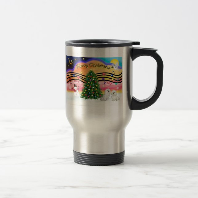 Caneca Térmica Música de Natal 2 - Maltês (dois) (Direita)