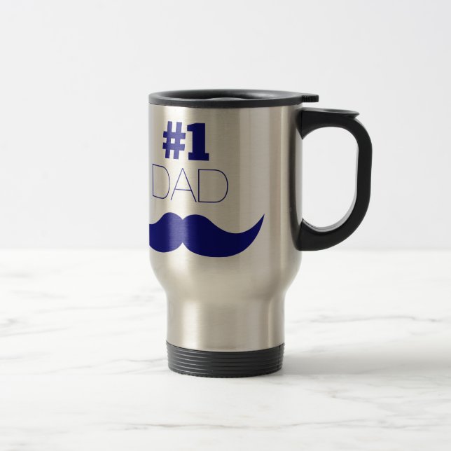 Caneca Térmica Nº 1 - bigode azul Pai - Número Um (Direita)