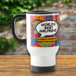 Caneca Térmica Namorada Moderna Divertida Retro em Quadrinhos a M