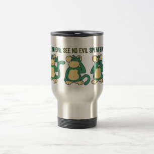Caneca Térmica Não ouça nenhum verde dos macacos do mau