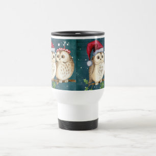 Caneca Térmica Natal coruja fofa Vida selvagem chapéu do Papai No