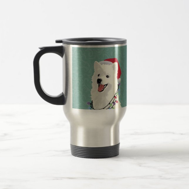 Caneca Térmica Natal de Cachorro Cachorro Cachorro Samoyed Eskimo (Esquerda)