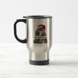 Caneca Térmica Natal de gato zangado engraçado 