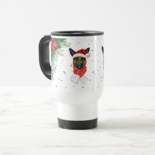Caneca Térmica Natal do Dono de Pastor Alemão Verde Vermelho
