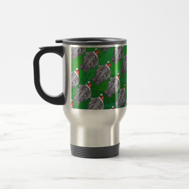 Caneca Térmica Natal Do Elefante Em Verde (Esquerda)