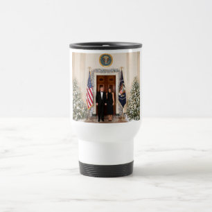 Caneca Térmica Natal na Casa Branca Donald Trump & Melania