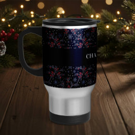 Caneca Térmica Natal Personalizado com Folhas de Azevinho e Floco