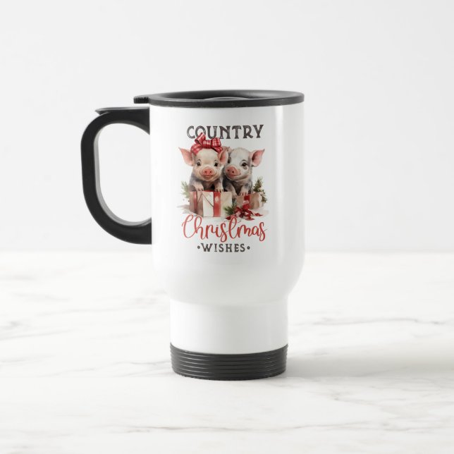 Caneca Térmica Natal Russo Deseja Porco Bonito (Esquerda)