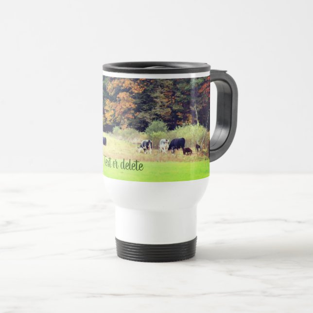 Caneca Térmica Natureza Personalizada do Campo de Vaca do Outono (Frente Esquerda)