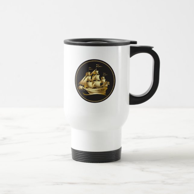 Caneca Térmica Náutico Dourado (Direita)