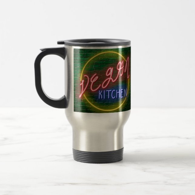 Caneca Térmica Neon Vegan Kitchen Sinal (Esquerda)