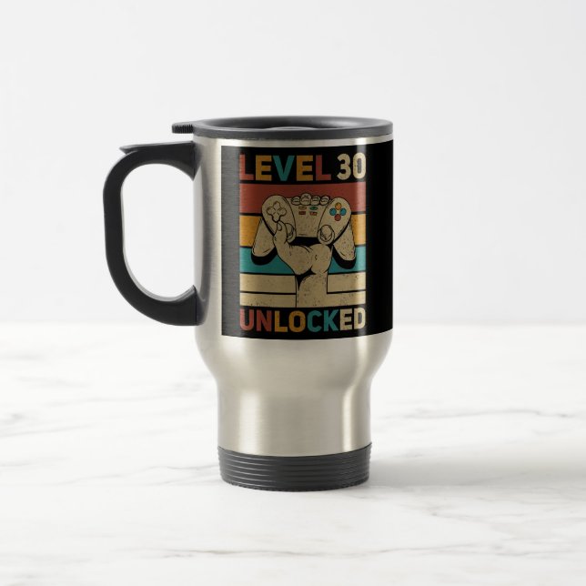 Caneca Térmica Nível 30 Desbloqueado aniversário de 30 anos 30 An (Esquerda)