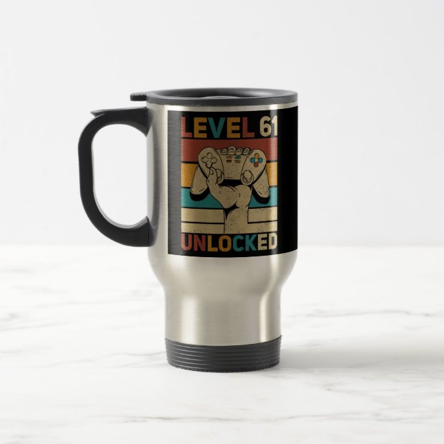 Caneca Térmica Nível 61 Desbloqueado 61ruas Aniversário De 61 Ano (Esquerda)