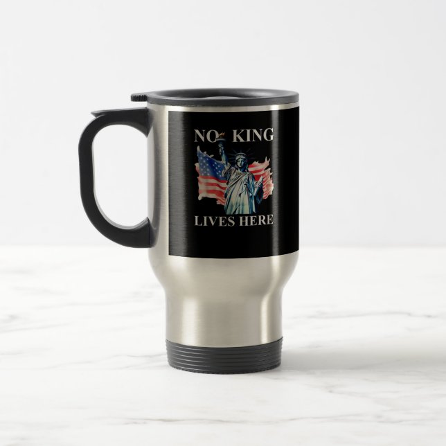 Caneca Térmica No King Lives in America Freedom Flag Patriotic (Esquerda)