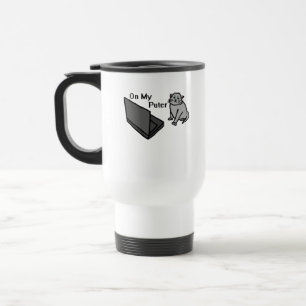 Caneca Térmica No Meu Computador Engraçado Meme de Gato Cinza