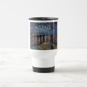 Caneca Térmica Noite Estrelada sobre o Rio Ródano de Vincent Van