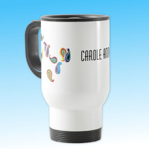 Caneca Térmica Nome, Colorido Paisleys White 15oz