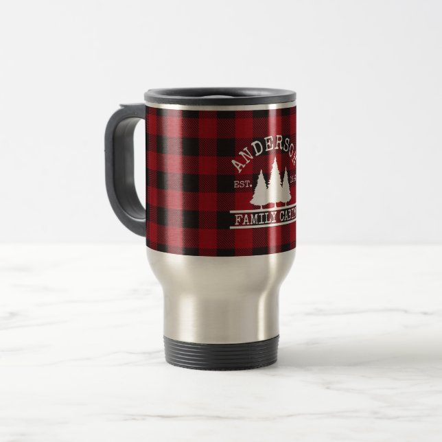 Caneca Térmica Nome da Família Cabina Xadrez Red Buffalo (Frente Esquerda)
