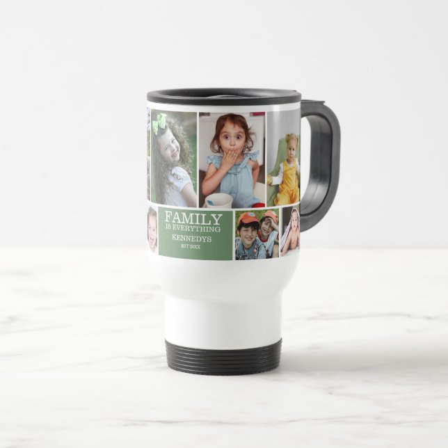 Caneca Térmica Nome da Família de Cotação de Colagem de Fotos 10  (Frente Esquerda)