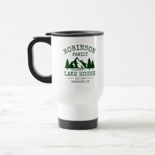 Caneca Térmica Nome da família Lago House Floresta Árvores Verd