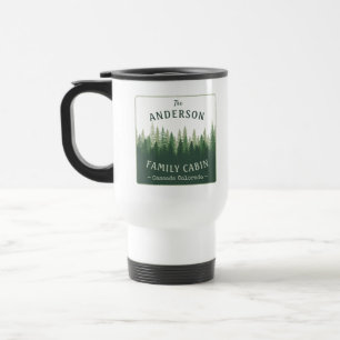 Caneca Térmica Nome da Família Local da Cabina Floresta de Pinhei