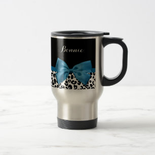 Caneca Térmica Nome da Menina Leopard Impressão Bonito Cobalt Blu
