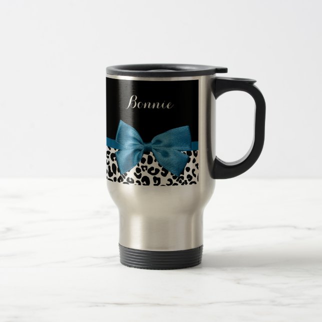 Caneca Térmica Nome da Menina Leopard Impressão Bonito Cobalt Blu (Direita)