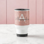 Caneca Térmica Nome do Monograma do Sparkle Glitter de rosa Doura<br><div class="desc">Nome do Monograma do Sparkle Glitter de rosa Dourado e Mug Inicial de Café. A caneca é o presente perfeito para alguém que ama ouro rosa.</div>