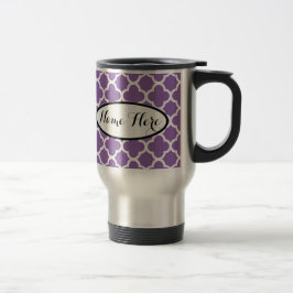 Caneca Térmica Nome do Quatrefoil Roxo Personalizado