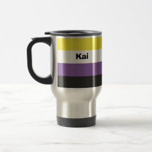 Caneca Térmica Nome do Sinalizador do Orgulho Não Binário ou Mono