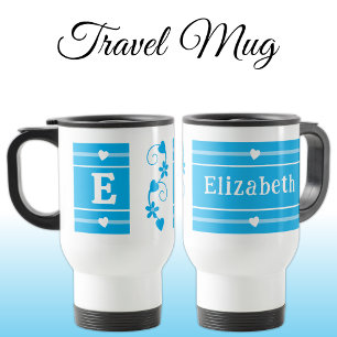 Caneca Térmica Nome inicial personalizado azul