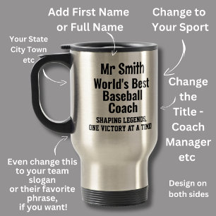 Caneca Térmica Nome, Mundo Melhor Treinador de Baseball - Legenda