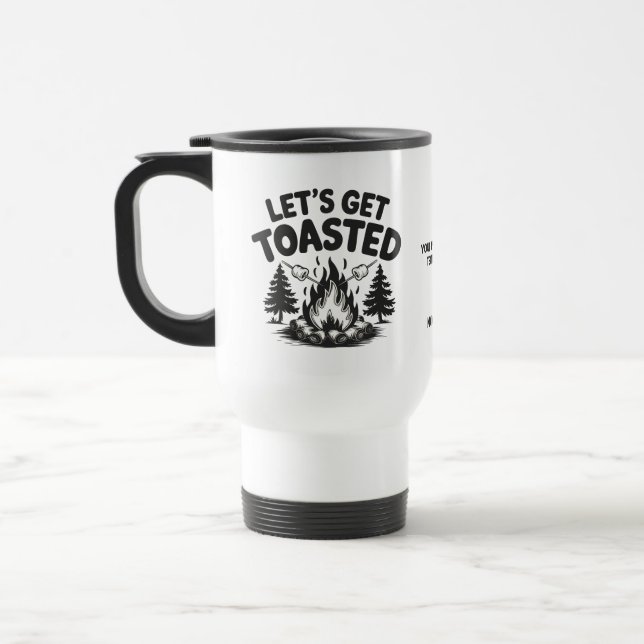 Caneca Térmica Nome Personalizado & Acampamento de Texto (Esquerda)