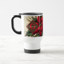 Nome Personalizado Art Nouveau Poinsettia de Natal