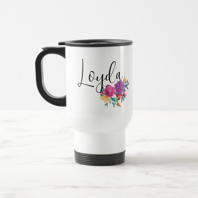 Caneca Térmica Nome Personalizado Bright Fiesta Floral (Esquerda)