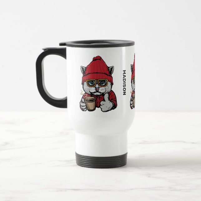 Caneca Térmica Nome Personalizado Coffee Cat. (Esquerda)