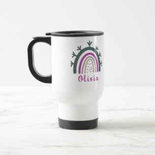 Caneca Térmica Nome Personalizado com Cute Boho Rainbow