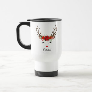 Caneca Térmica Nome Personalizado da Reinador de Natal Floral