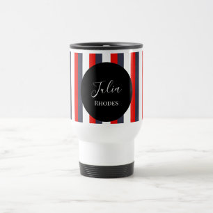 Caneca Térmica Nome personalizado das faixas vermelha, branca e a