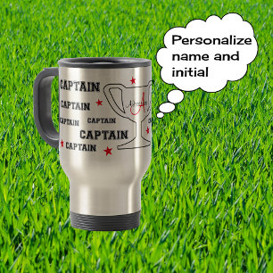 Caneca Térmica Nome personalizado do capitão de esportes Monogram