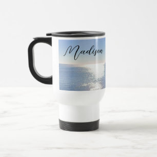 Caneca Térmica Nome Personalizado do Oceano Azul Espumante