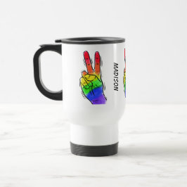 Caneca Térmica Nome personalizado e cor das canetas do Rainbow Pe
